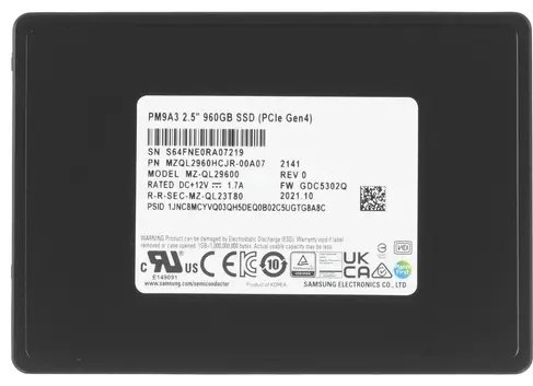 SSD Samsung PM9A3 MZQL2960HCJR-00A07 960 ГБ купить,NaN