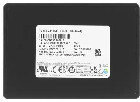 SSD Samsung PM9A3 MZQL2960HCJR-00A07 960 ГБ купить,NaN