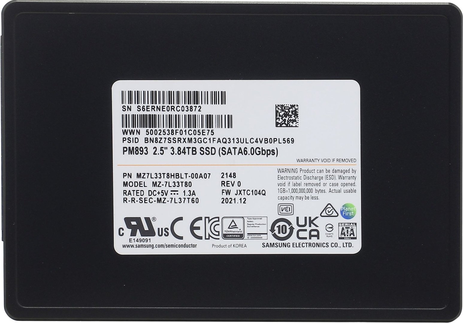 SSD Samsung MZ7L33T8HBLT-00A07 3840 ГБ