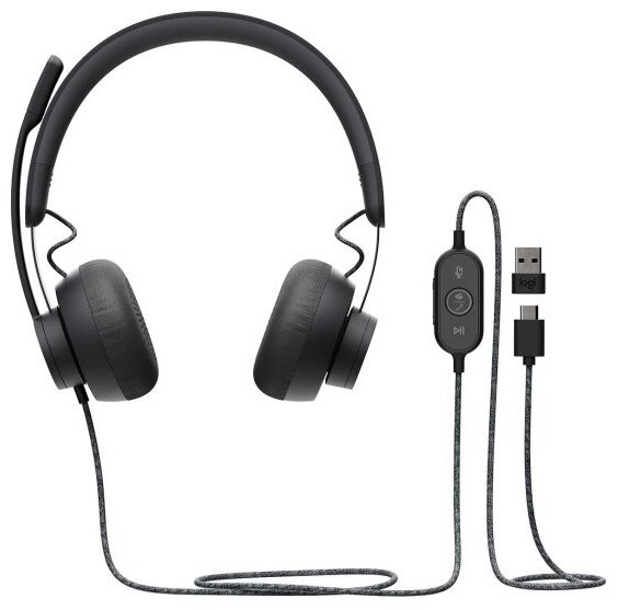 Наушники Logitech Logitech Zone Wired Teams черный черный купить,NaN