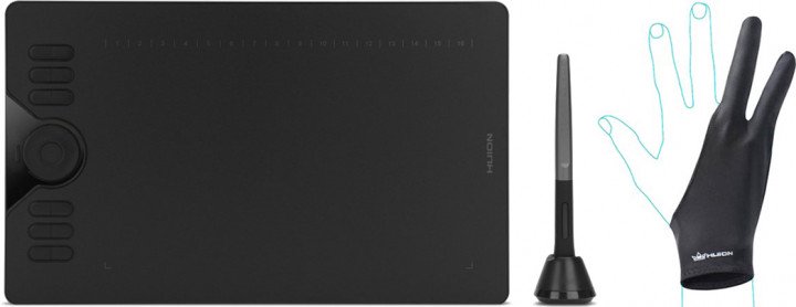 Графический планшет Huion HS610 + перчатка черный - ForteMarket Графический планшет Huion HS610 + перчатка черный купить,0