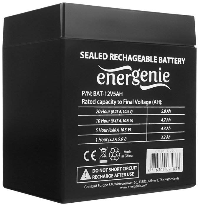 Аккумулятор Energenie BAT-12V5AH черный купить,NaN