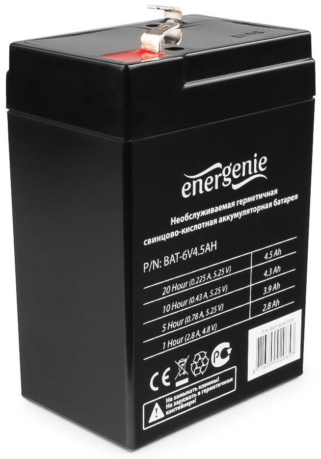 Аккумулятор Energenie BAT-6V4.5AH черный купить,NaN
