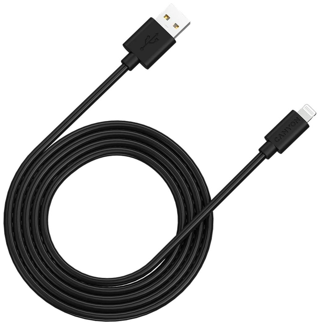 Кабель Canyon USB 2.0 (M), Lightning (M), 2 м, CNS-MFIC12B черный купить,NaN