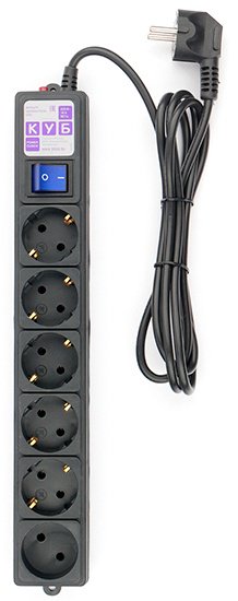 Сетевой фильтр Power Cube SPG6-B1.9M Black (6 розеток, 1.9 метра) 1.9 м купить,NaN