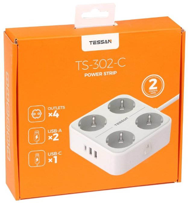 Сетевой фильтр Tessan TS-302-C 2 м купить,NaN