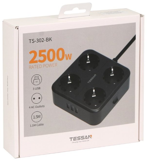 Сетевой фильтр Tessan TS-302-BK 1.5 м купить,NaN