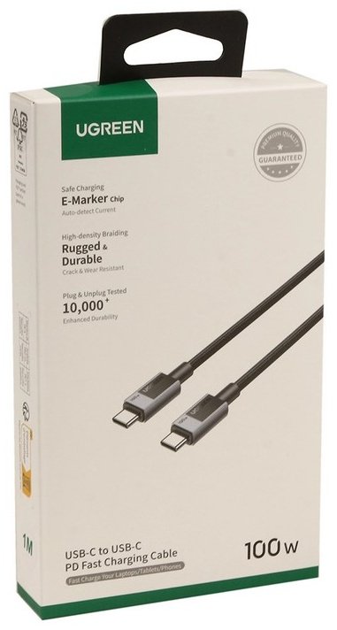 Кабель Ugreen USB TypeC (F), USB TypeC (M), 1 м, черный купить,3950