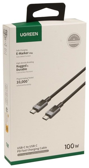 Кабель Ugreen USB TypeC (F), USB TypeC (M), 1 м, черный купить,3950