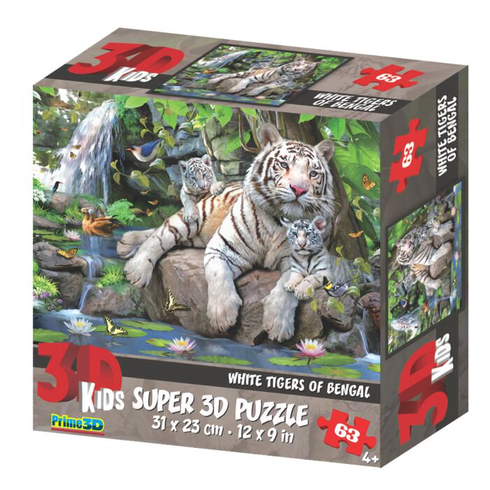 Пазлы Prime3D Super 3D Белые тигры Бенгалии 100дет купить,NaN