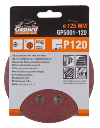 Шлифовальный круг Gepard GP5001-320 Р1320 125мм 5шт купить,NaN