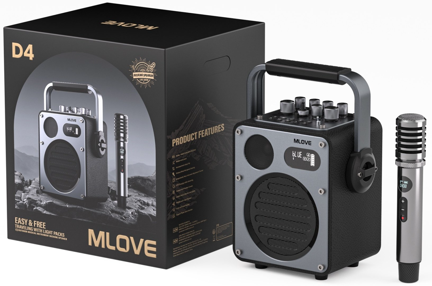 Портативная колонка MLOVE D4 черный - ForteMarket Портативная колонка MLOVE D4 черный купить,39990