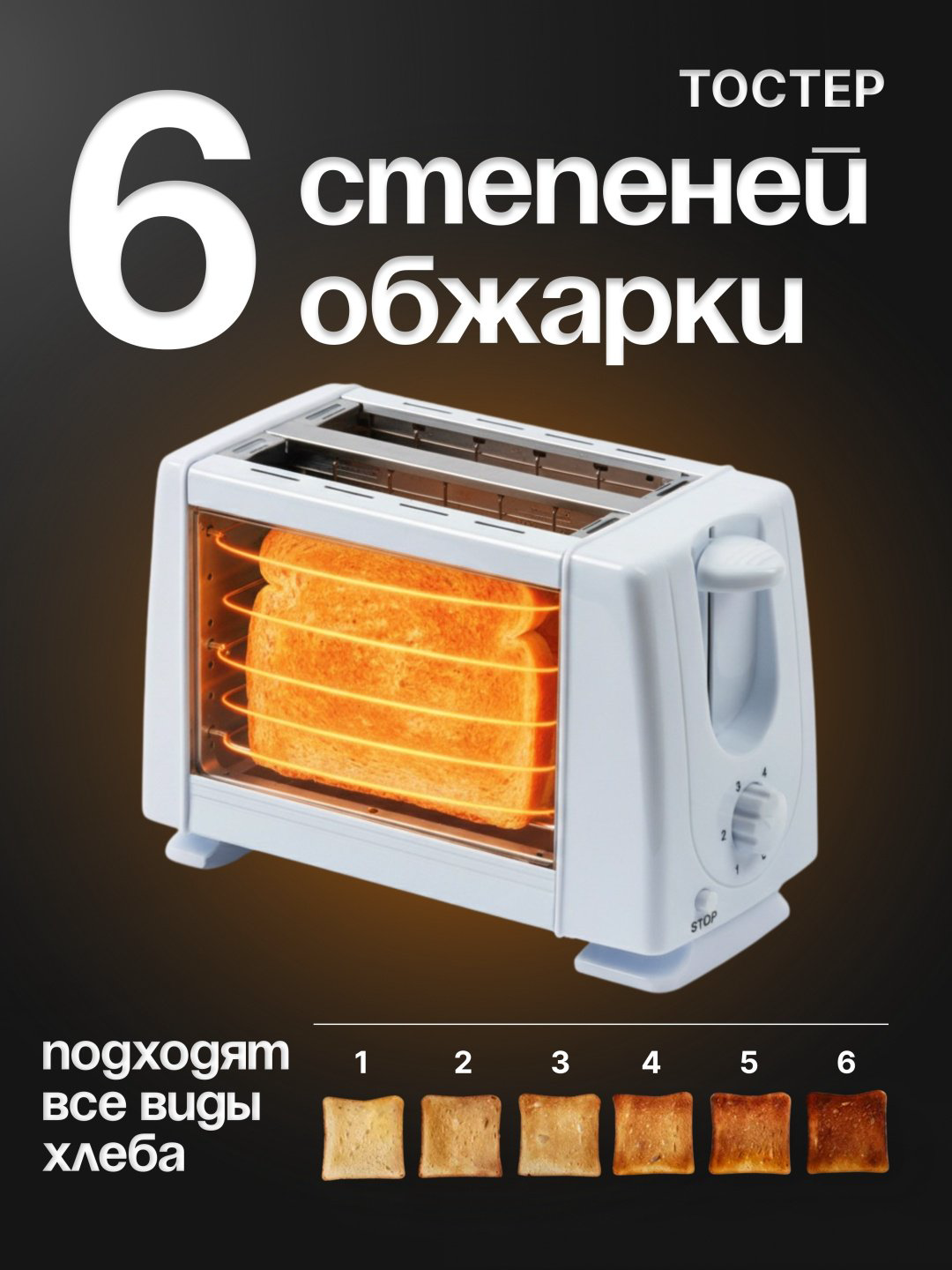 Тостер NEXME QLT-118A белый купить,4790