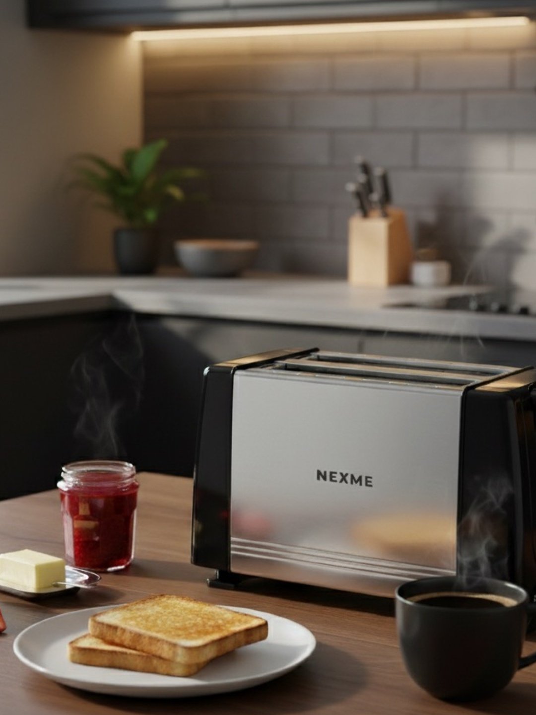 Тостер NEXME QLT-228B стальной