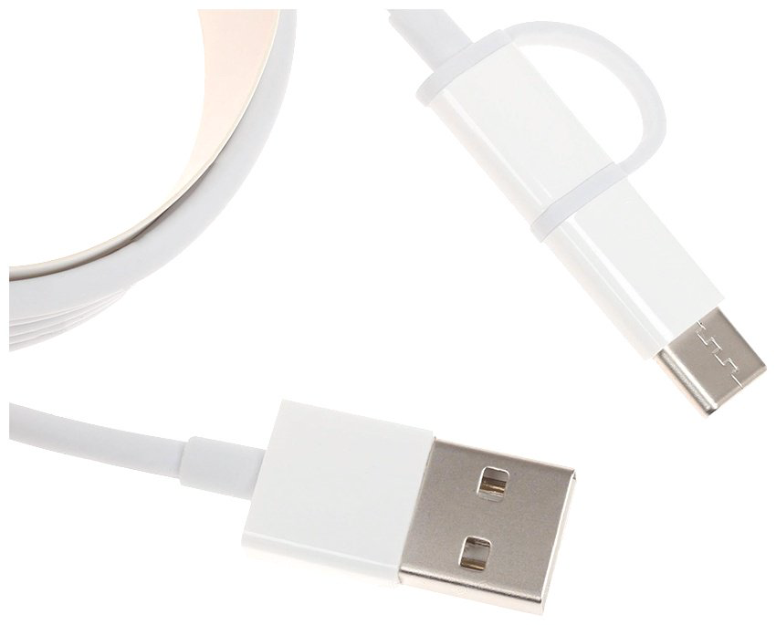 Кабель Xiaomi USB 2.0 (M), USB TypeC (M), micro-USB 2.0 (M), 0.3 м, SJX01ZM белый купить,NaN