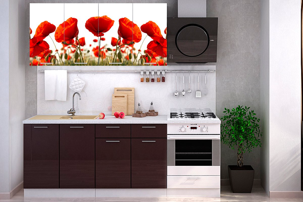 Кухонный комплект Стендмебель Маки МДФ фотопечать 1,6м купить,94999