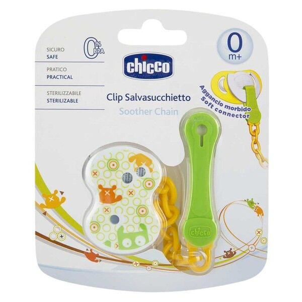 Клипса для пустышки Chicco с цепочкой нейтральная купить,NaN