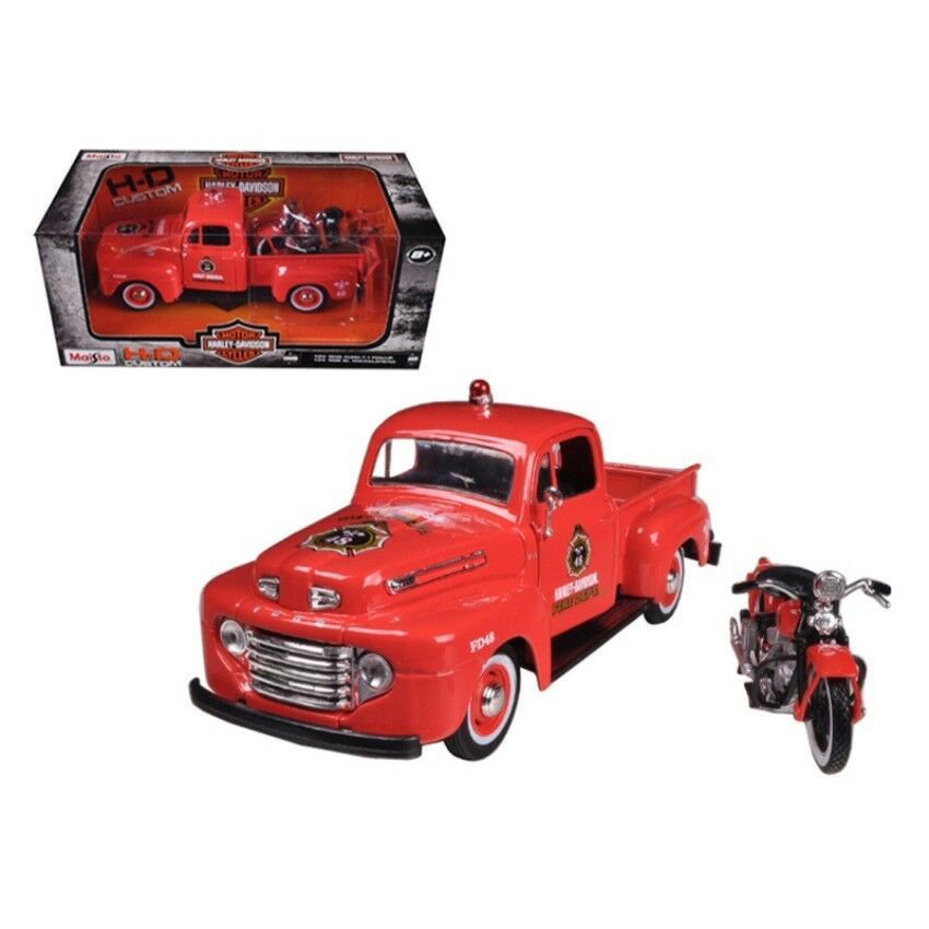 Модель автомобиля с мотоциклом Maisto Harley-Davidson 1:24 H-D 1948 Ford F-1 Pickup H-D 1936 EL Knucklehead купить,NaN