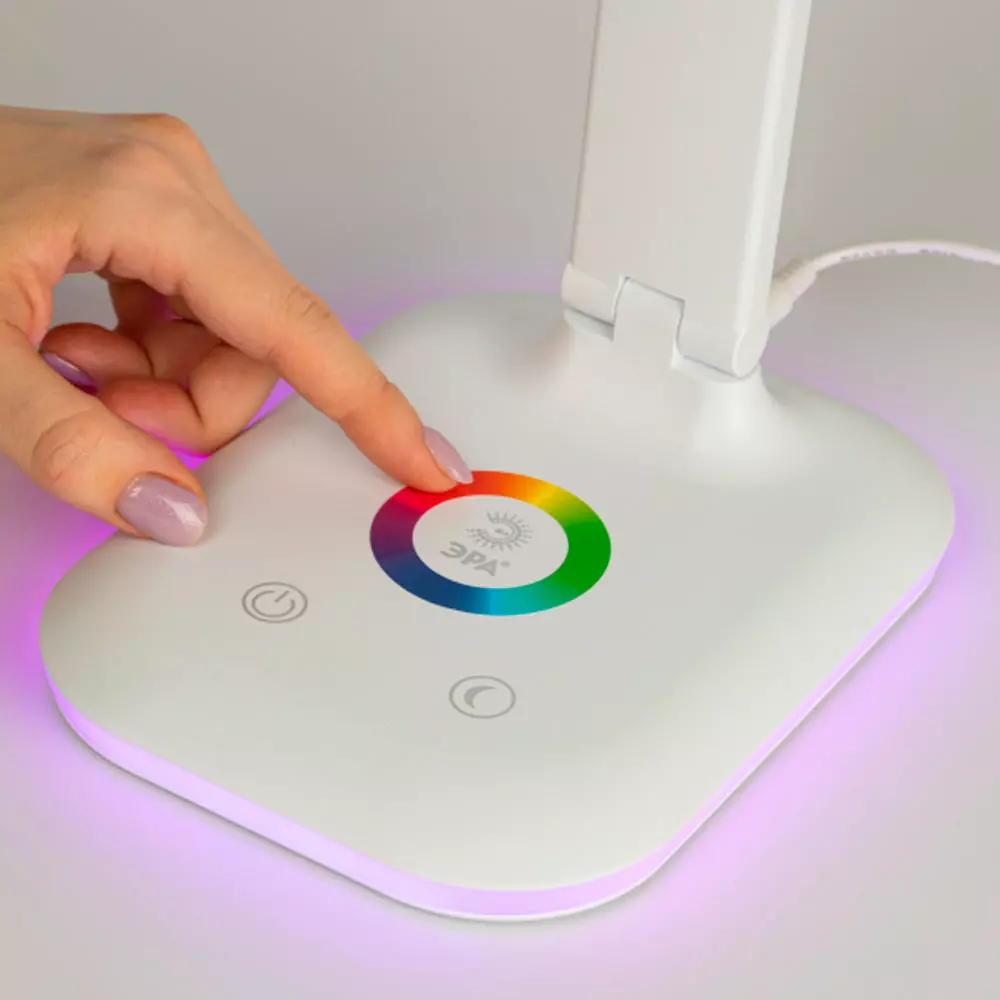 Лампа настольная Эра NLED-502-11W-W с RGB ночником белая купить,13990