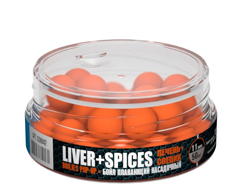 Бойлы Sonik Baits Liver-Spices Fluo Pop-ups 11 мм 50 мл купить,NaN