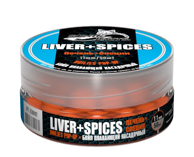 Бойлы Sonik Baits Liver-Spices Fluo Pop-ups 11 мм 50 мл купить,NaN