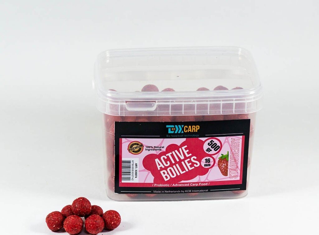 Бойлы Texx Carp Active Boilies Strawberry 16mm 500gr купить,NaN