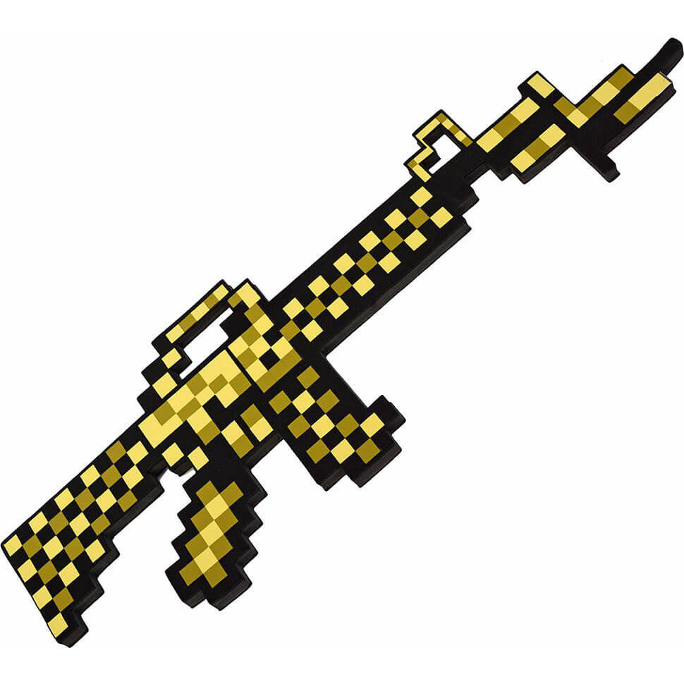 Автомат Minecraft М16 Золотой пиксельный 63см купить,NaN