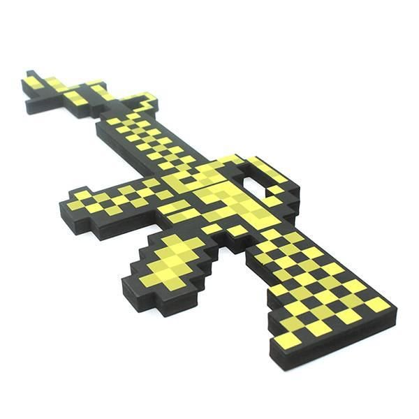 Автомат Minecraft М16 Золотой пиксельный 63см купить,NaN