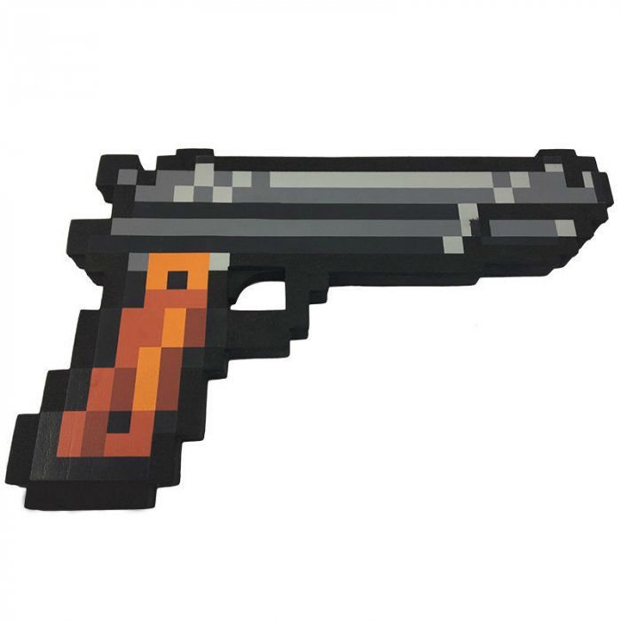 Пистолет Minecraft Кольт 8Бит пиксельный 24см купить,NaN