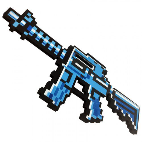 Автомат Minecraft М4 8Бит синий пиксельный 39см купить,NaN