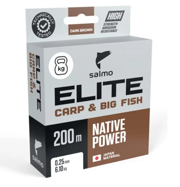 Рыболовная леска Salmo Elite Carp&Big Fish 0,25 мм 200 м коричневая купить,NaN