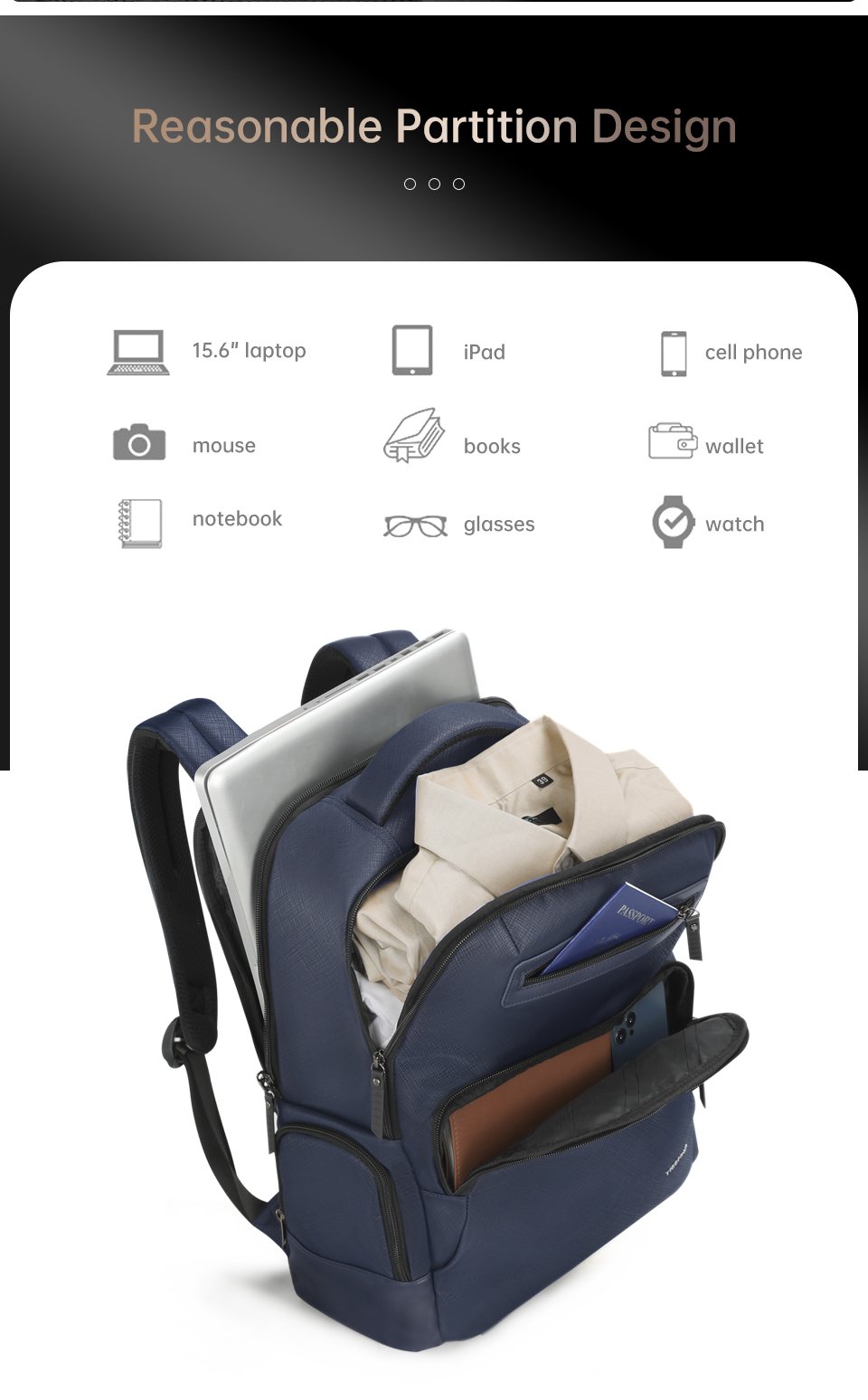 Рюкзак для ноутбука Tigernu T-B9022BU синий - ForteMarket Рюкзак для ноутбука Tigernu T-B9022BU синий купить,0