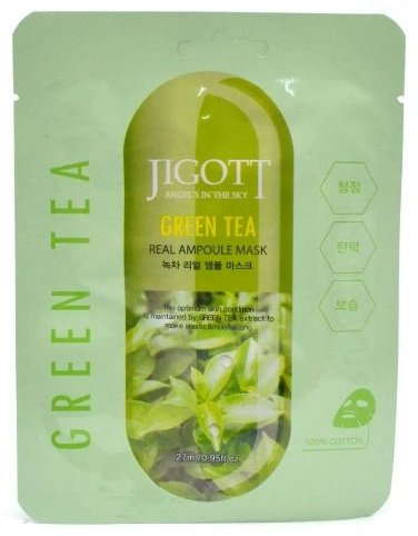 Маска для лица JIGOTT тканевая Green Tea Real Ampoule 1 шт купить,NaN