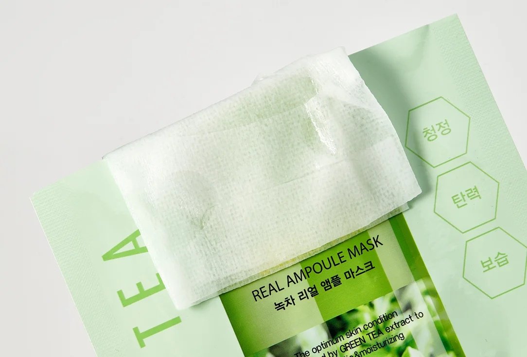 Маска для лица JIGOTT тканевая Green Tea Real Ampoule 1 шт купить,NaN