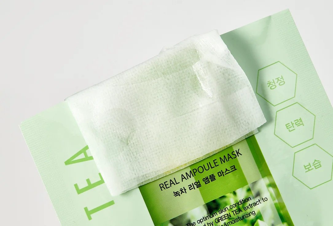 Маска для лица JIGOTT тканевая Green Tea Real Ampoule 1 шт купить,NaN