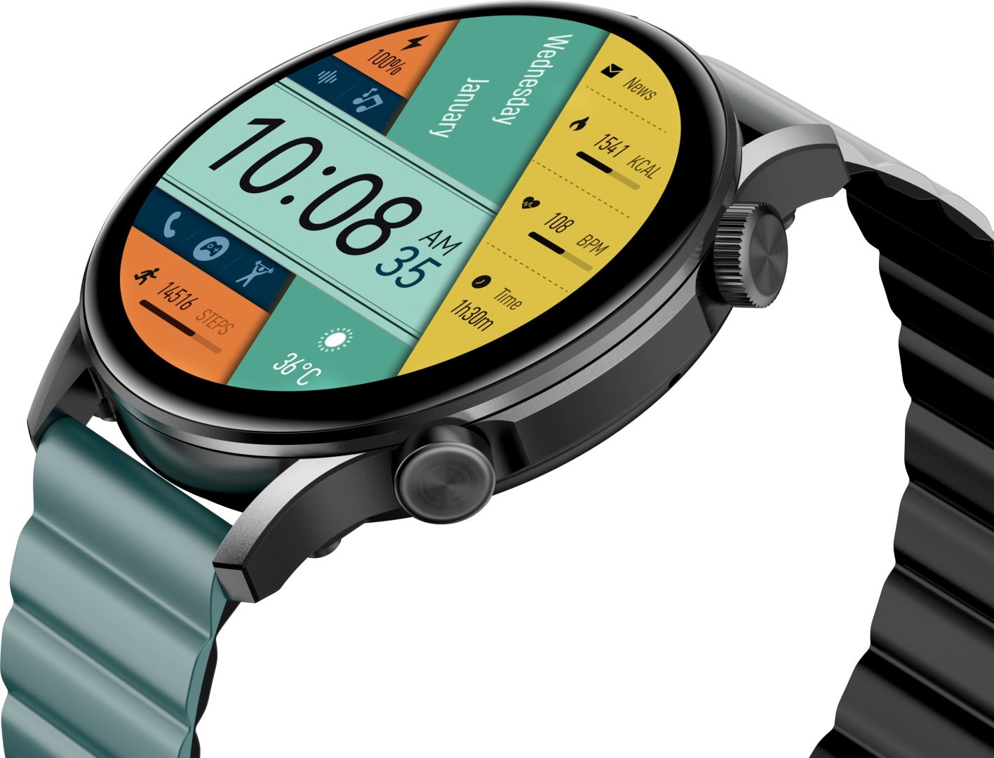 Смарт-часы Kieslect Smart Calling Watch Kr Pro Ltd черный-бирюзовый купить,NaN