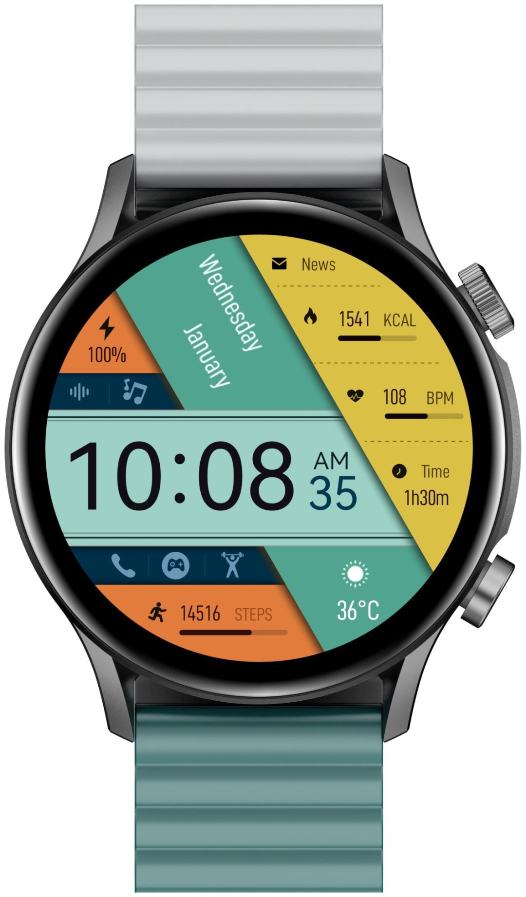 Смарт-часы Kieslect Smart Calling Watch Kr Pro Ltd черный-бирюзовый купить,NaN