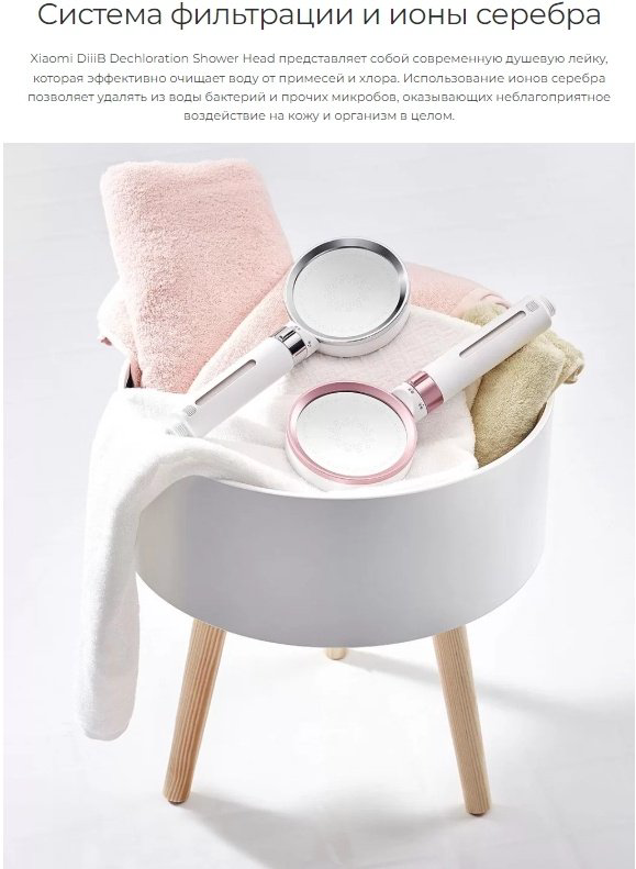 Xiaomi лейка для душа (без шланга) DiiiB Dechloration Shower Head DXHS004-1, пластик купить,NaN