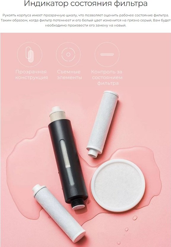 Xiaomi лейка для душа (без шланга) DiiiB Dechloration Shower Head DXHS004-1, пластик купить,NaN