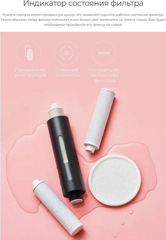 Xiaomi лейка для душа (без шланга) DiiiB Dechloration Shower Head DXHS004-1, пластик купить,NaN