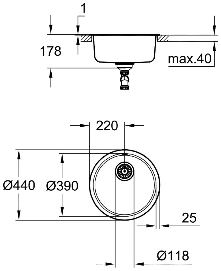 Кухонная мойка Grohe CircleSteel K200 хром