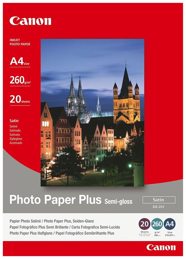 Фотобумага Canon SG-201 A4 20SH 1686B021AA, A4, 20 шт, полуглянцевое покрытие купить,NaN