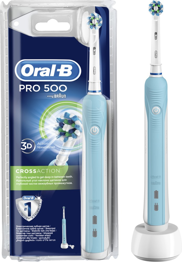 Зубная щетка электрическая Oral-B PRO 500 Cross Action D16.513.U голубая