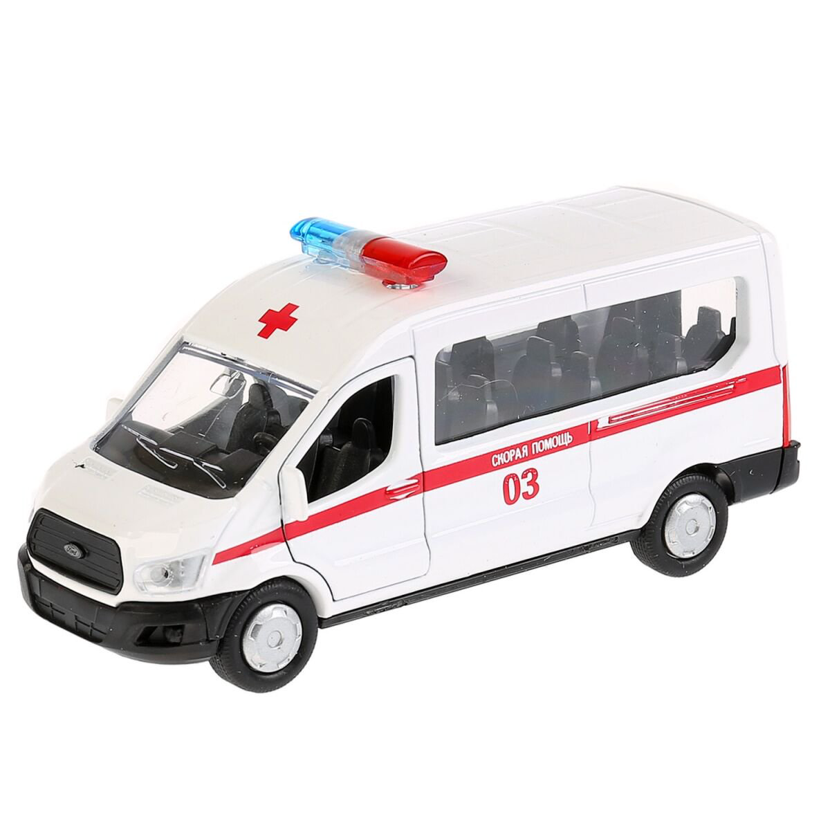 Машинка Технопарк  Ford  Transit скорая 12см белая купить,NaN