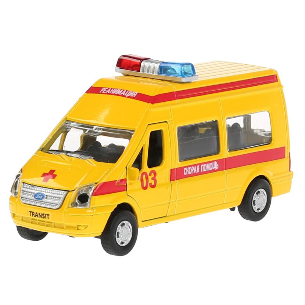 Машинка Технопарк  Ford  Transit реанимация 13см  желтая купить,NaN