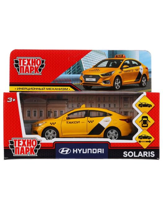 Машинка Технопарк Hyundai Solaris Такси 12см желтая купить,NaN