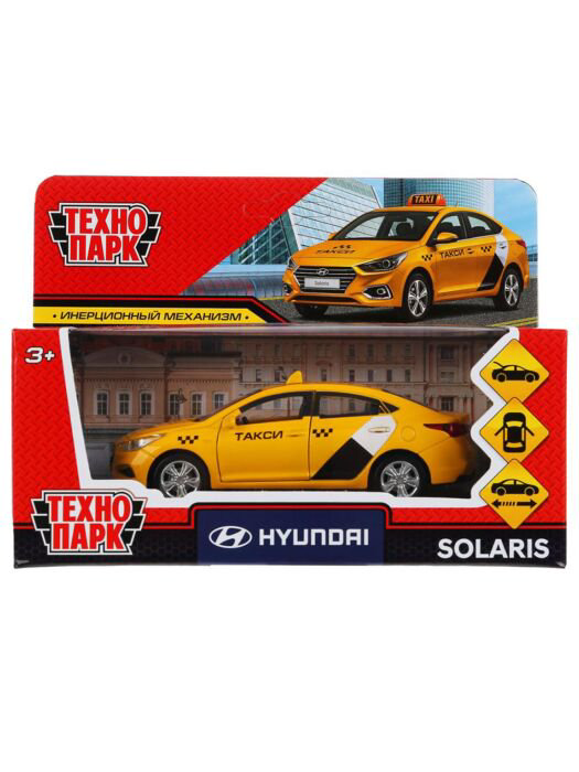Машинка Технопарк Hyundai Solaris Такси 12см желтая купить,NaN