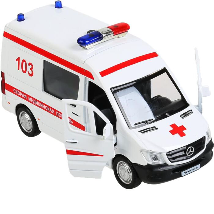 Машинка Технопарк  Mercedes-Benz Sprinter скорая 14см белая купить,NaN