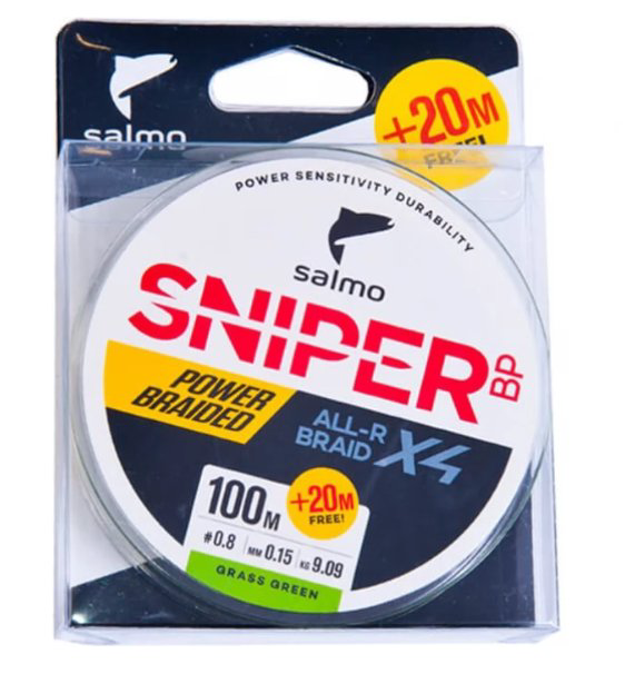 Рыболовная леска Salmo Sniper BP ALL R Braid х4 0,110 мм 120 м зеленая купить,NaN