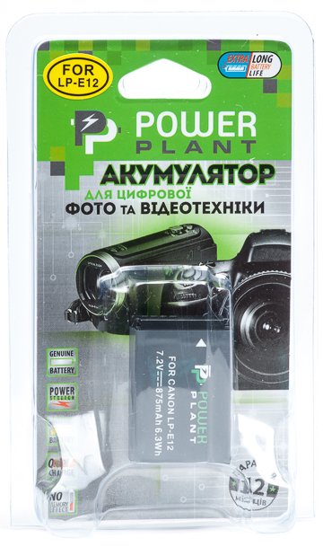 Аккумулятор PowerPlant Canon LP-E12 875mAh черный